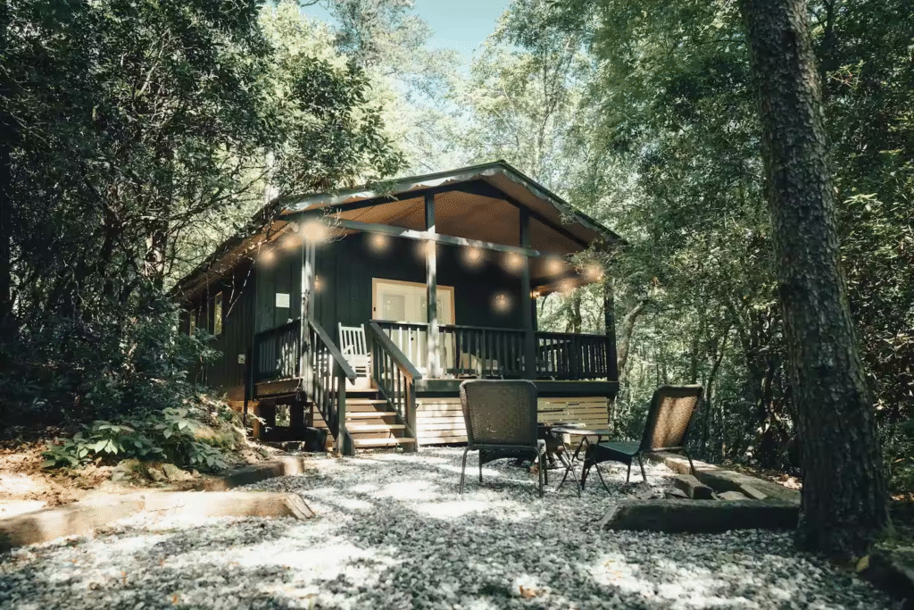 Front porch at Adohi Cabin Twin, perfect for couples in North Georgia