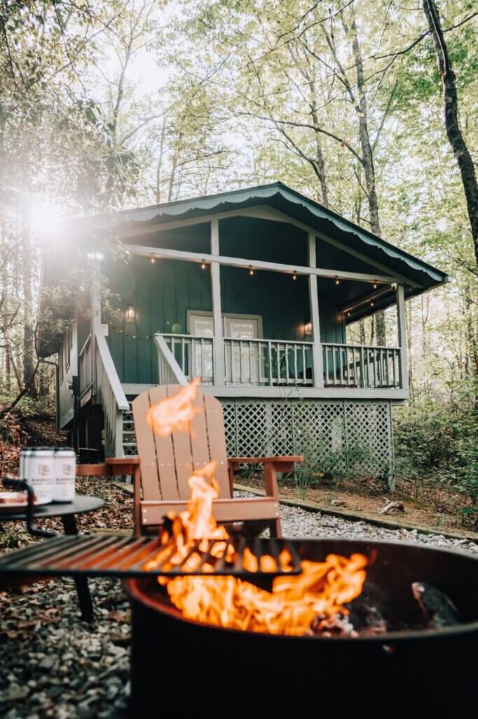 firepit at Adohi Cabin Twin, romantic North Georgia cabin